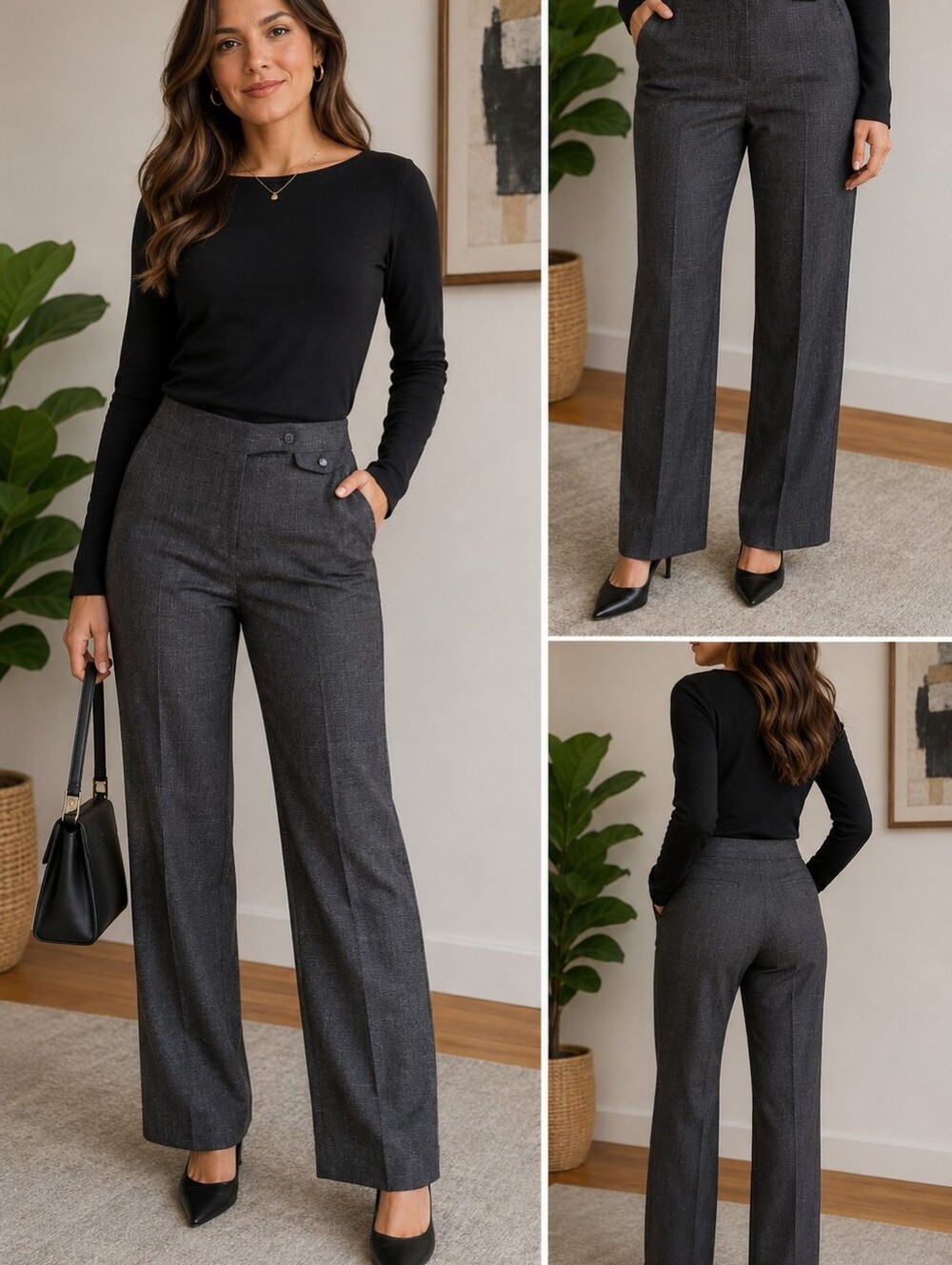Gray Plaid Dress Pants – Women’s Career/Office Style